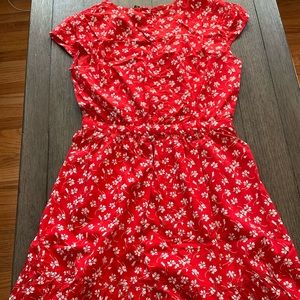 JCrew mercantile red floral dress, size 2.